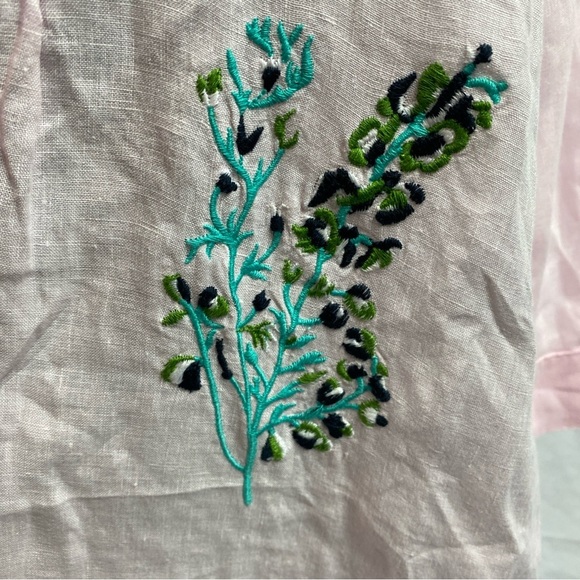 Linen NoLoGo Linen Chic Small / Medium Floral Pintuck Midi Tunic Dress Embroider - Picture 3 of 10